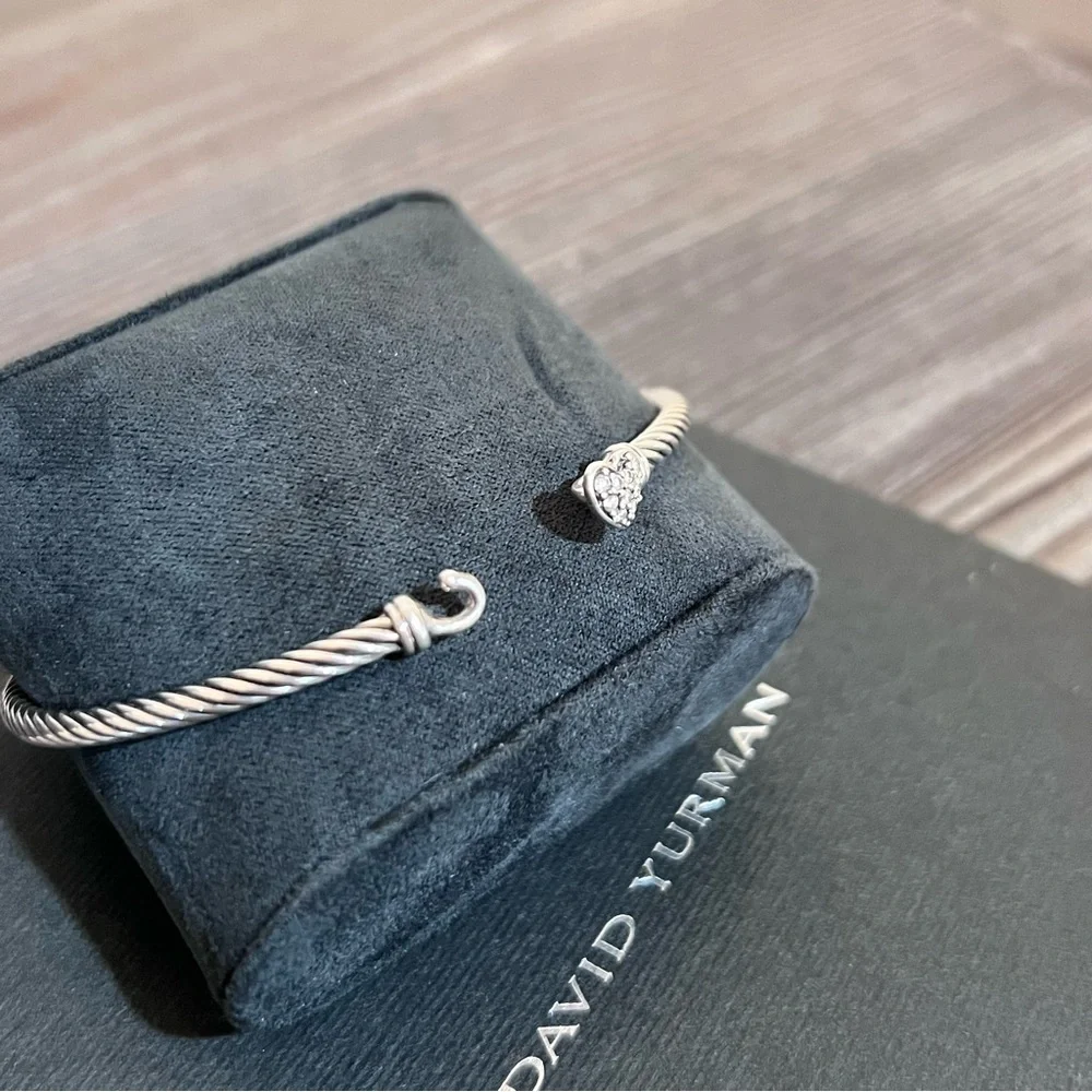 David Yurman Cable Collectibles® Heart Bracelet Sterling Silver w/Pavé Diamonds